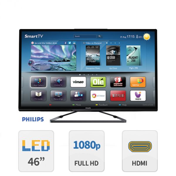 Smart TV Slim LED 3D 46" Philips 46PFL5508G/78 - Ambilight -