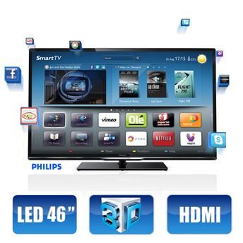 Tv Led 3D 46" Philips 46PFL4908G/78 - Preta - Full HD, Slim,