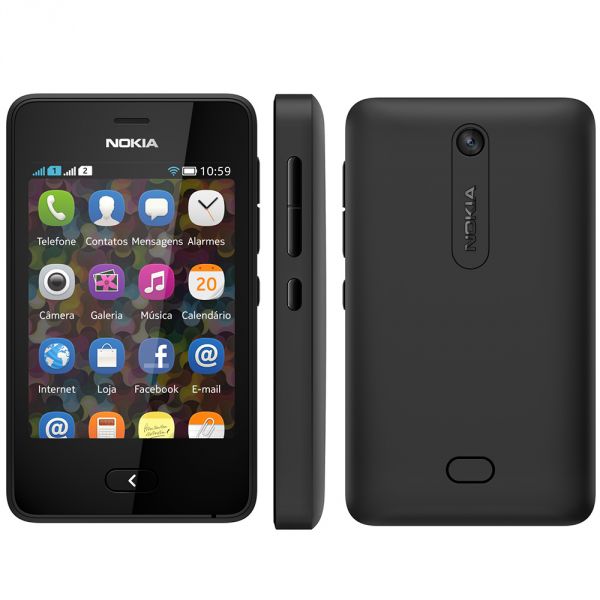 Nokia Asha 501 Dual SIM Preto, Câmera 3.2MP, Rádio FM, MP3,